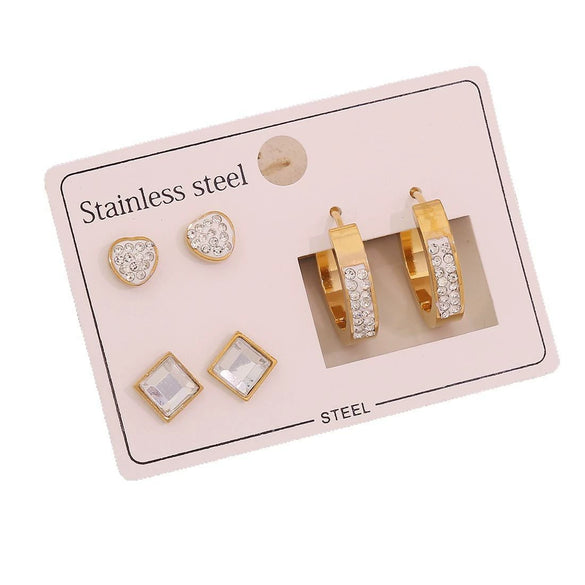 Wholesale Women's Stainless Steel Fashion Earrings With Star And Heart Shape Patterns Electroplated