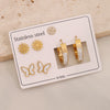 Wholesale Women's Stainless Steel Fashion Earrings With Star And Heart Shape Patterns Electroplated