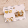 Wholesale Women's Stainless Steel Fashion Earrings With Star And Heart Shape Patterns Electroplated