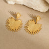 Wholesale Women's Stainless Steel Fashion Exaggerated Fanshaped Geometric And Heart Shape Tassel Earrings With Electroplating