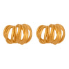Wholesale Women's 316L Stainless Steel Fashion Heavy Industry Casting Geometric Cshaped Multilayer Line Winding Electroplated Earrings