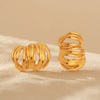 Wholesale Women's 316L Stainless Steel Fashion Heavy Industry Casting Geometric Cshaped Multilayer Line Winding Electroplated Earrings
