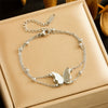 Wholesale Women's Stainless Steel Fashion Insect Carved Doublelayer Ball Chain Bracelet With Electroplating