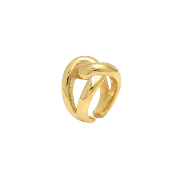 Wholesale Women's Stainless Steel Fashion Interwoven Winding Ring With Letters Numbers Text Pattern And Electroplating