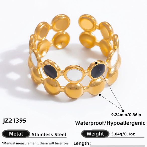 Wholesale Women's Stainless Steel Fashion Jewelry Electroplated Ring With Heart Wave Geometric Animal Zodiac Letter Number And Text Patterns