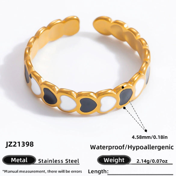 Wholesale Women's Stainless Steel Fashion Jewelry Electroplated Ring With Heart Wave Geometric Animal Zodiac Letter Number And Text Patterns
