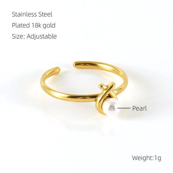 Wholesale Women's Stainless Steel Fashion Open Ring With Geometric Design And Electroplating Treatment