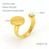 Wholesale Women's Stainless Steel Fashion Open Ring With Geometric Design And Electroplating Treatment