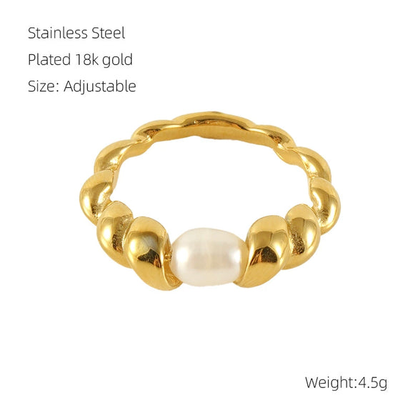 Wholesale Women's Stainless Steel Fashion Open Ring With Geometric Design And Electroplating Treatment