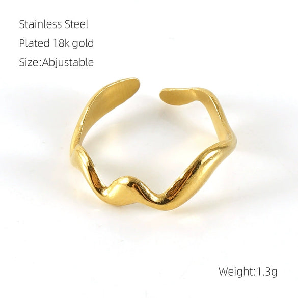 Wholesale Women's Stainless Steel Fashion Open Ring With Geometric Design And Electroplating Treatment