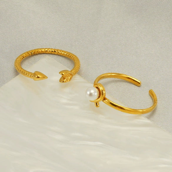 Wholesale Women's Stainless Steel Fashion Open Ring With Geometric Design And Electroplating Treatment