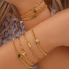 Wholesale Women's Stainless Steel Fashion Simple Lip Chain Figaro Chain Double Layer Daisy Geometric Bracelet With Electroplating