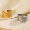 Wholesale Women's Stainless Steel Feather Opening Adjustable Ring 18K Gold Plated