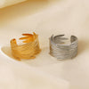 Wholesale Women's Stainless Steel Feather Opening Adjustable Ring 18K Gold Plated