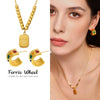 Wholesale Women's Stainless Steel Ferris Wheel Cshaped Love Square Card Lettering Pendant Necklace And Earrings Electroplated Combination Suit