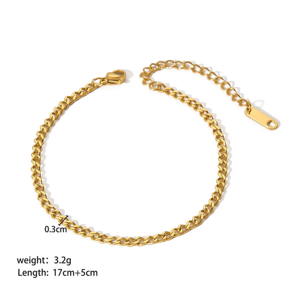 Wholesale Women's Stainless Steel Fine Blade Chain Twist Chain Geometric Pattern Bracelet With Pvdp Furnace Real Gold Processing