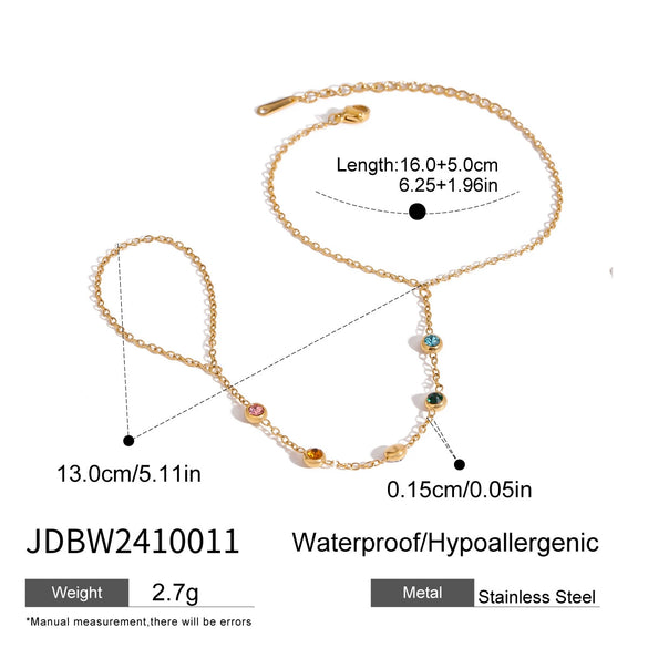 Wholesale Women's Stainless Steel Finger Bracelet With Zircon Pearl Geometric Design Electroplating Treatment Light Luxury High Sense