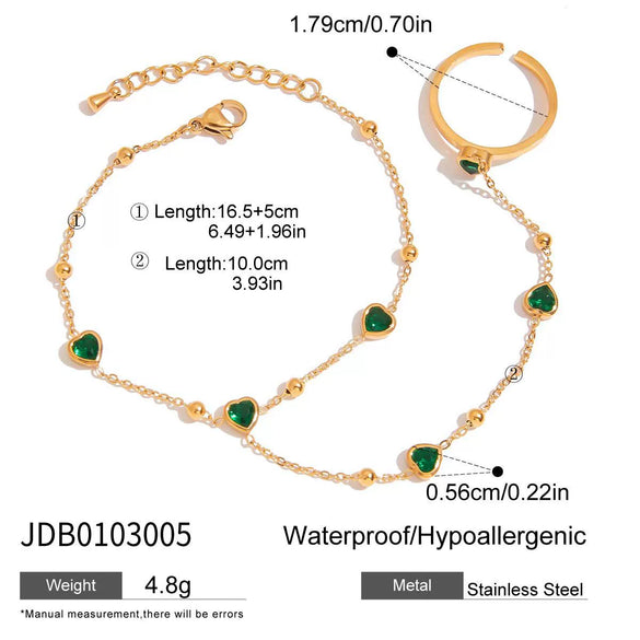 Wholesale Women's Stainless Steel Finger Bracelet With Zircon Pearl Geometric Design Electroplating Treatment Light Luxury High Sense