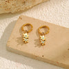 Wholesale Women's Stainless Steel Fivepointed Star Geometric Little Fresh Style Pvd Furnace Vacuum Real Gold Plated Earrings
