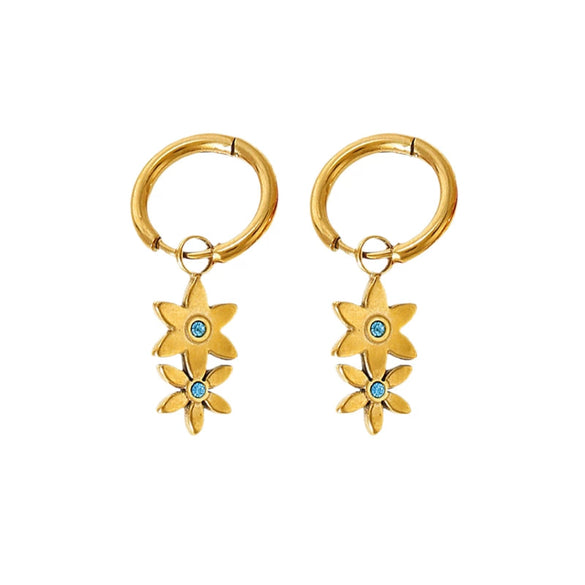 Wholesale Women's Stainless Steel Fivepointed Star Geometric Little Fresh Style Pvd Furnace Vacuum Real Gold Plated Earrings