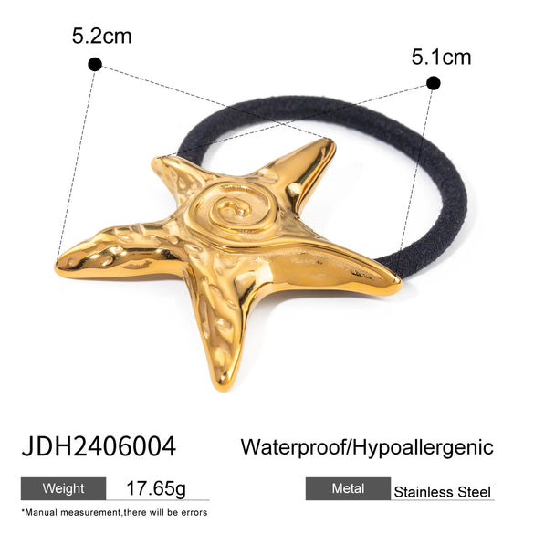 Wholesale Women's Stainless Steel Fivepointed Star Hair Ring Hair Rope Hair Accessories With Electroplating Treatment High Elasticity