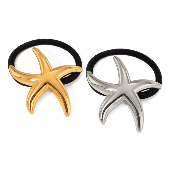 Wholesale Women's Stainless Steel Fivepointed Star Hair Ring Hair Rope Hair Accessories With Electroplating Treatment High Elasticity