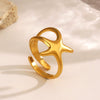 Wholesale Women's Stainless Steel Fivepointed Star Ring With Electroplating Treatment