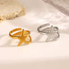 Wholesale Women's Stainless Steel Fivepointed Star Ring With Electroplating Treatment