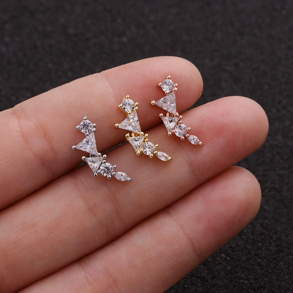 Wholesale Women's Stainless Steel Fivepointed Star Zircon Inlaid Ear Piercing Jewelry