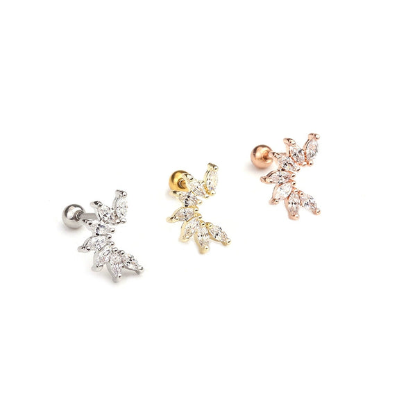 Wholesale Women's Stainless Steel Fivepointed Star Zircon Inlaid Ear Piercing Jewelry