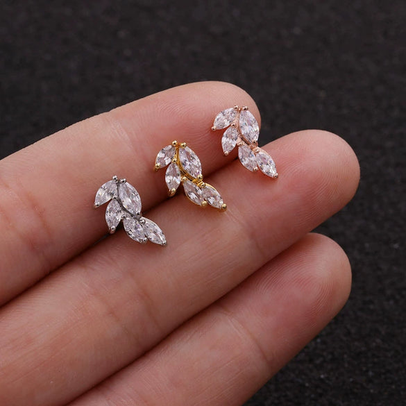 Wholesale Women's Stainless Steel Fivepointed Star Zircon Inlaid Ear Piercing Jewelry