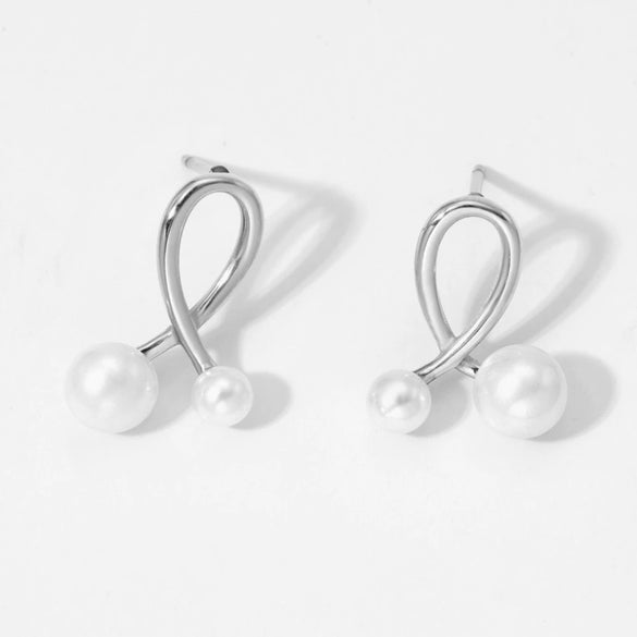 Wholesale Women's Stainless Steel Flower And Bow Earrings With Electroplating