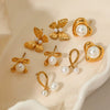 Wholesale Women's Stainless Steel Flower And Bow Earrings With Electroplating