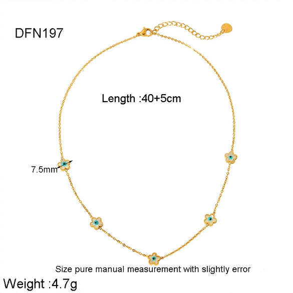 Wholesale Women's Stainless Steel Flower Cross Chain Necklace And Bracelet 18K Gold Electroplated