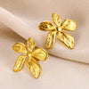 Wholesale Women's Stainless Steel Flower Design Earrings With Electroplating Retro Simple And Fashionable