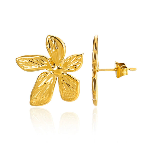 Wholesale Women's Stainless Steel Flower Design Earrings With Electroplating Retro Simple And Fashionable
