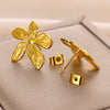 Wholesale Women's Stainless Steel Flower Design Earrings With Electroplating Retro Simple And Fashionable