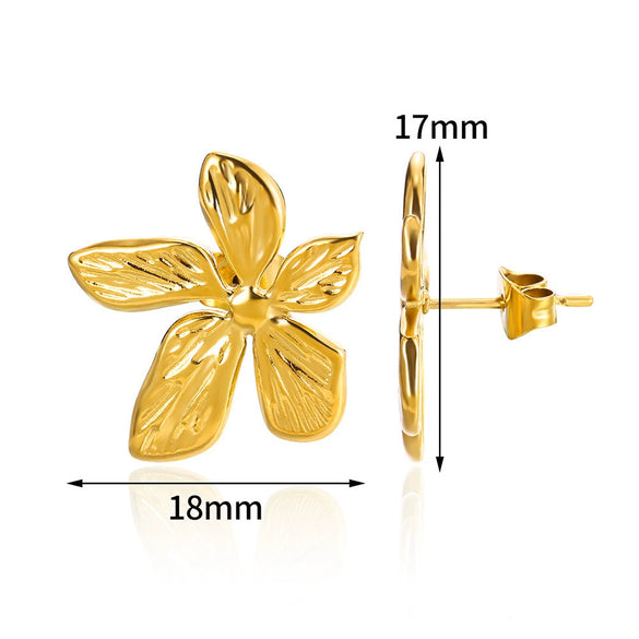 Wholesale Women's Stainless Steel Flower Design Earrings With Electroplating Retro Simple And Fashionable