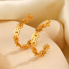 Wholesale Women's Stainless Steel Flower Earrings 18K Gold Plated With Electroplating