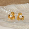 Wholesale Women's Stainless Steel Flower Earrings With Electroplating Simple Style