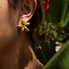 Wholesale Women's Stainless Steel Flower Geometric Earrings With Electroplating