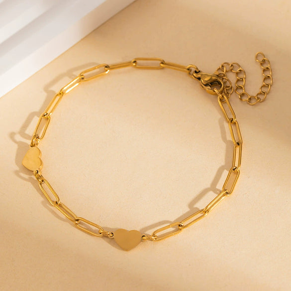 Wholesale Women's Stainless Steel Flower Heart Square Bead Bracelet With Star Pattern And Electroplating For Summer