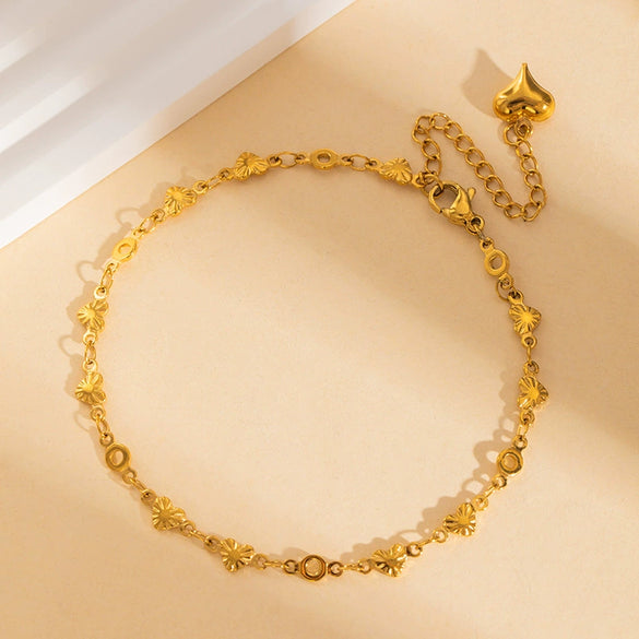 Wholesale Women's Stainless Steel Flower Heart Square Bead Bracelet With Star Pattern And Electroplating For Summer