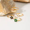 Wholesale Women's Stainless Steel Flower Inlaid Open Ring With Electroplating Treatment Light Luxury French Style