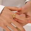 Wholesale Women's Stainless Steel Flower Opening Adjustable Ring With Electroplating And Retro Style