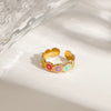 Wholesale Women's Stainless Steel Flower Pattern Electroplated Daisy Ring Fashion Jewelry