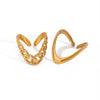 Wholesale Women's Stainless Steel Flower Pattern Electroplated Modern Minimalist Adjustable Opening Ring Jewelry