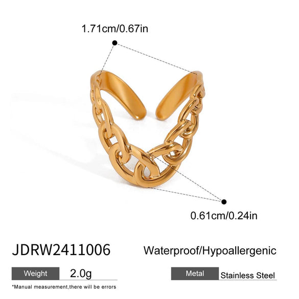 Wholesale Women's Stainless Steel Flower Pattern Electroplated Modern Minimalist Adjustable Opening Ring Jewelry