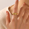 Wholesale Women's Stainless Steel Flower Pattern Hip Hop Style Ring With Electroplating