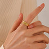 Wholesale Women's Stainless Steel Flower Pattern Hip Hop Style Ring With Electroplating
